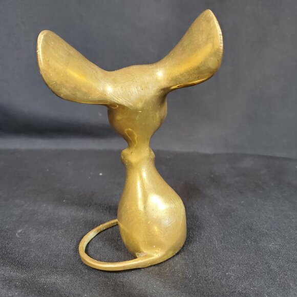 Whimsical Brass Mouse Vintage Solid Brass Animal Figurine Mid Century Retro Deco - Picture 3 of 16